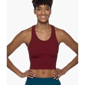 Jolyn Sports Bra XS Extra Small "Rae" Maroon Athletic Lined Keyhole Back Sporty